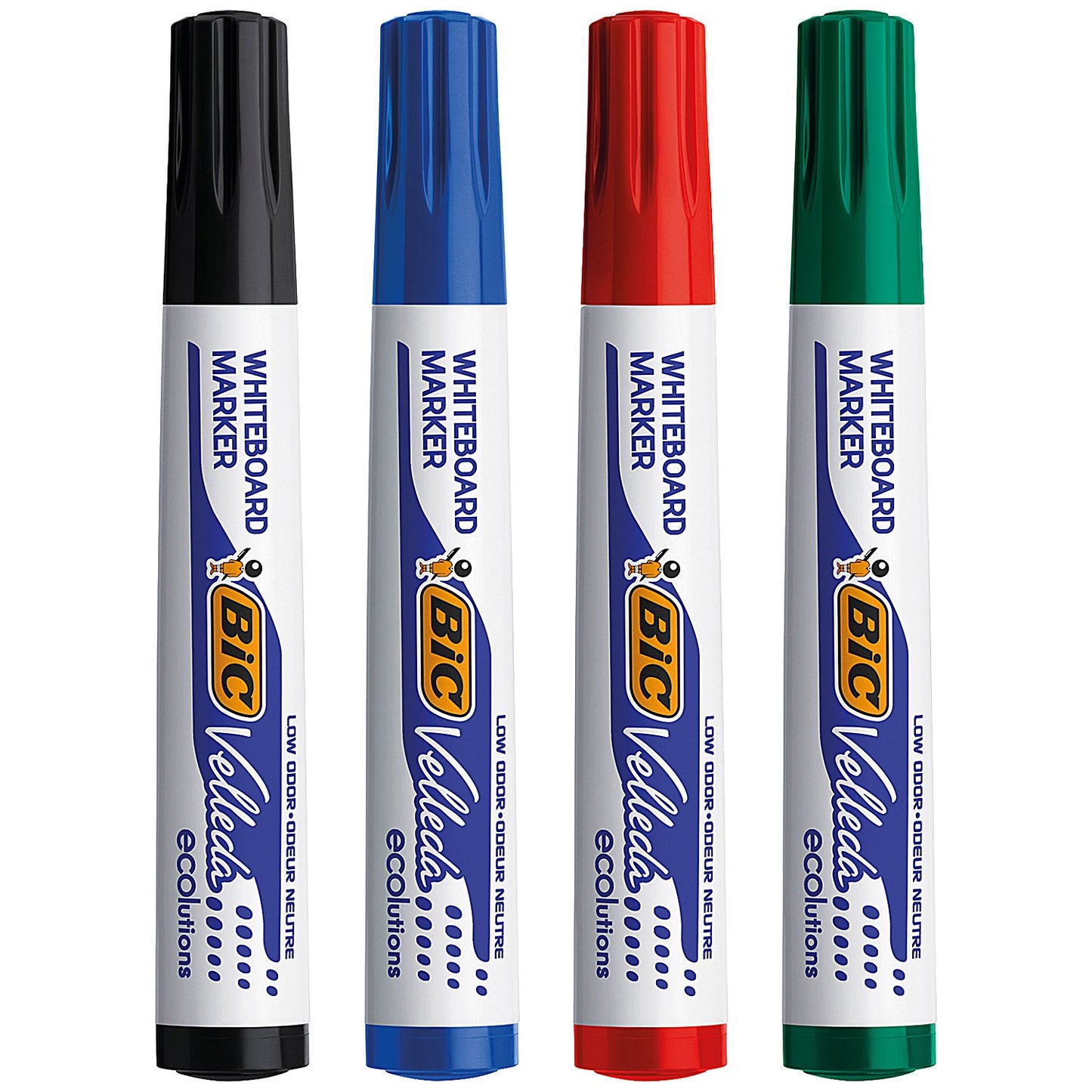 Bic Velleda 1751 Whiteboard Marker, Chisel Tip, Assorted Colours, Pack of 4