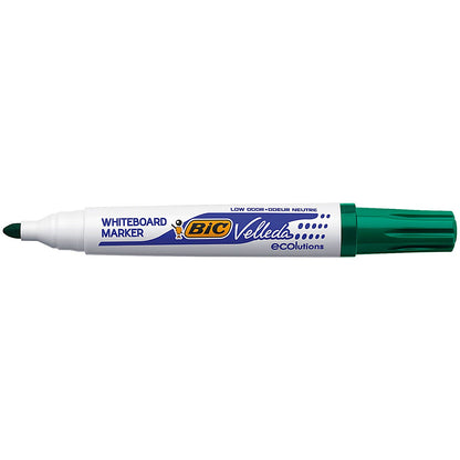Bic Velleda 1701 Whiteboard Marker, Bullet Tip, Green, Pack of 12