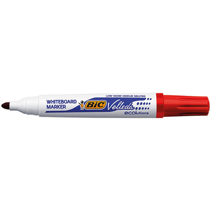 Bic Velleda 1701 Whiteboard Marker, Bullet Tip, Red, Pack of 12