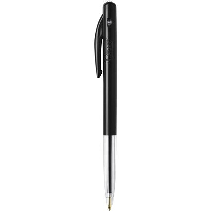 Bic M10 Clic Ball Pen Retractable, Black, Pack of 50