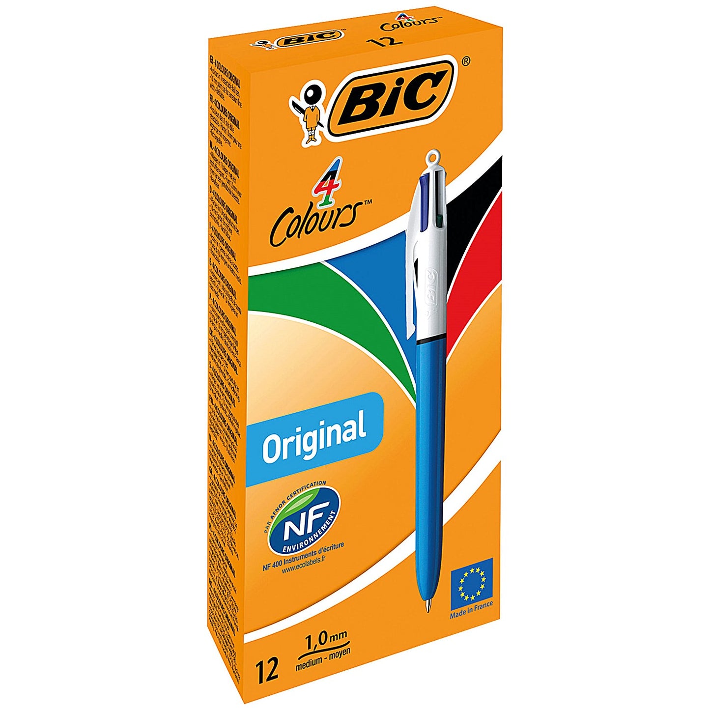 Bic 4 Colours Ball Pen, Blue Black Red Green, Pack of 12