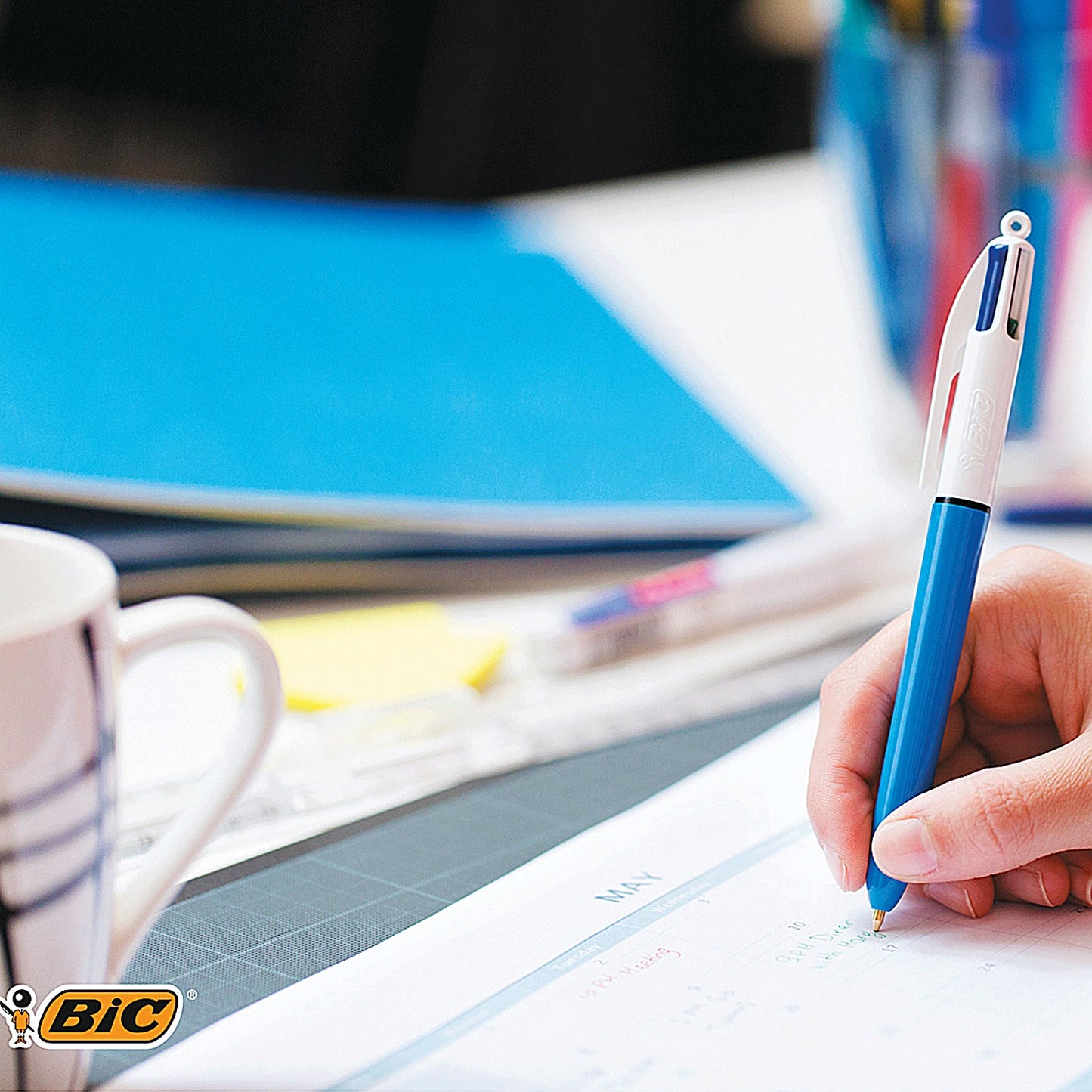 Bic 4 Colours Ball Pen, Blue Black Red Green, Pack of 12