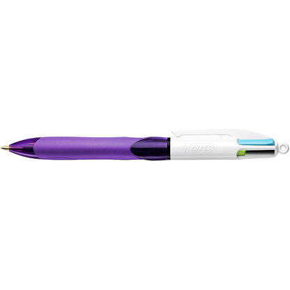 Bic 4 Colours Grip Fashion Retractable Ballpoint Pen, Pack of 12