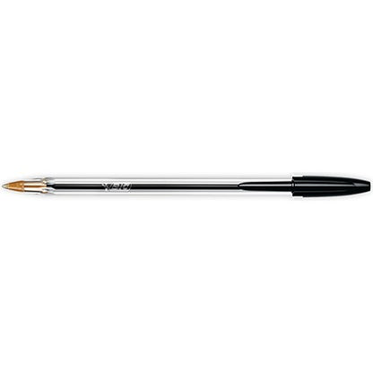 Bic Cristal Ball Pen, Clear Barrel, Black, Pack of 100