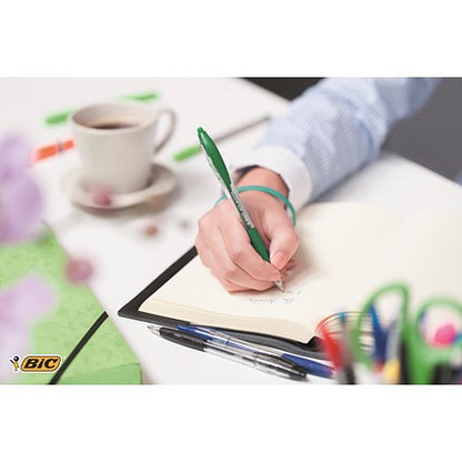 Bic Atlantis Premium Ball Pen, Retractable Rubber Grip, Blue, Pack of 12