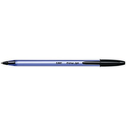 Bic Cristal Soft Ball Pen, Black, Pack of 50