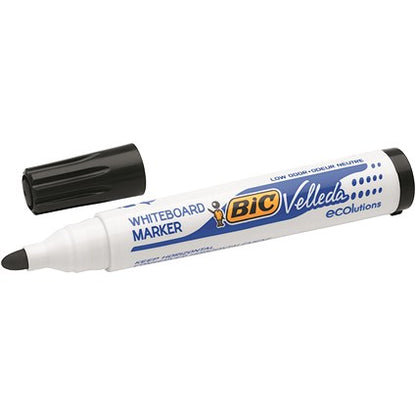Bic Velleda 1701 Drywipe Marker, Bullet Tip, Black, Pack of 48