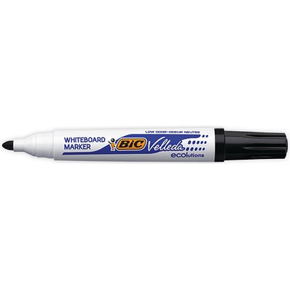 Bic Velleda 1701 Drywipe Marker, Bullet Tip, Black, Pack of 48