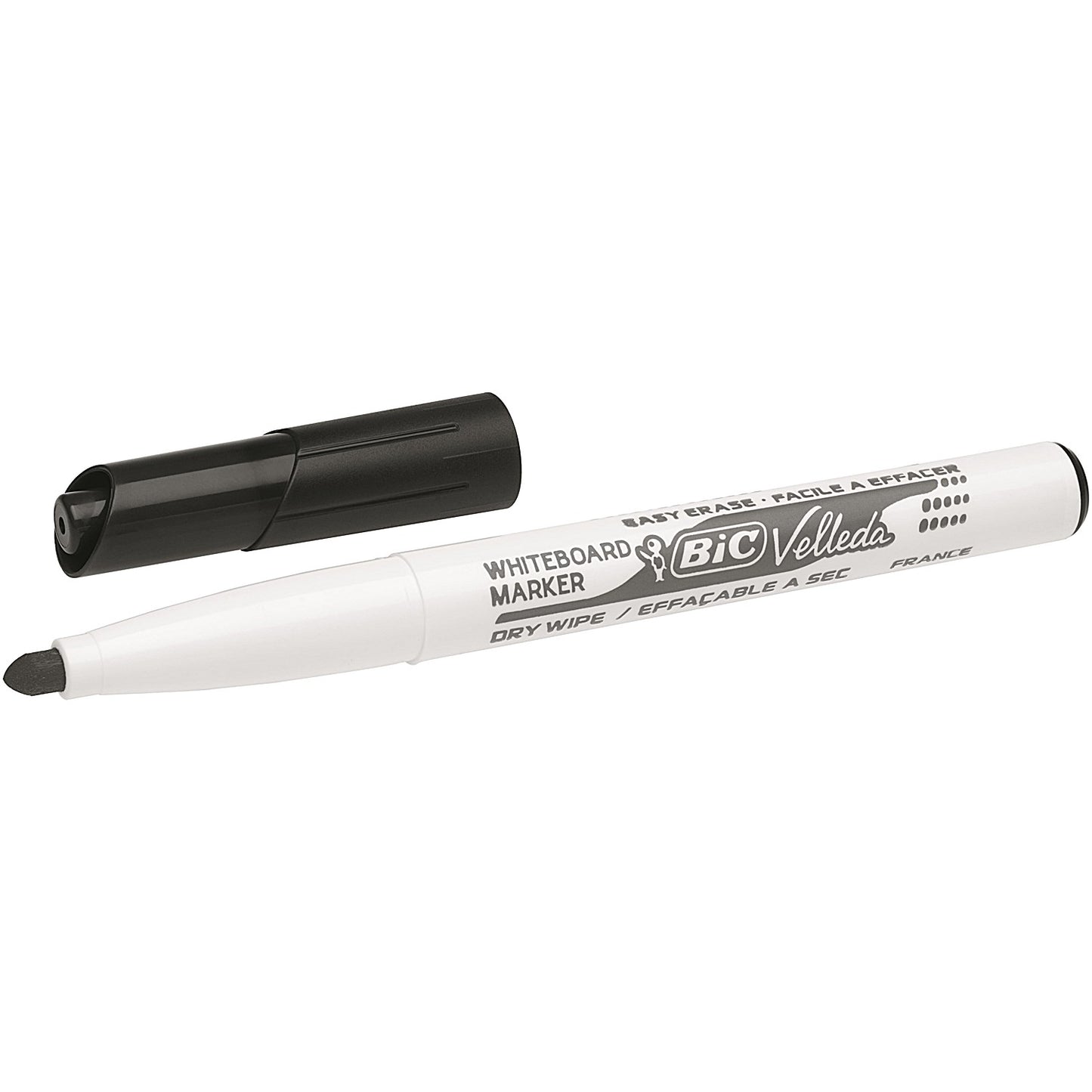 Bic Velleda 1741 Whiteboard Marker, Bullet Tip, Black, Pack of 12