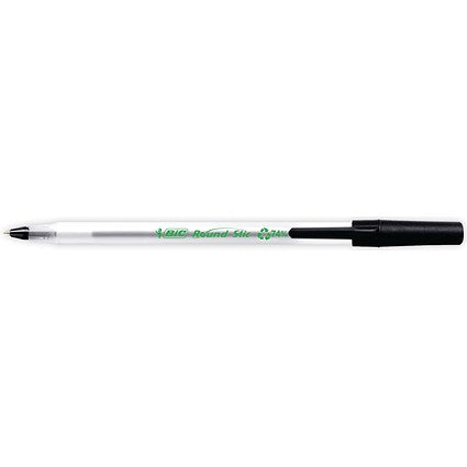 Bic Ecolutions Stic Recycled Ballpoint Pen, Slim, Black, Pack of 60