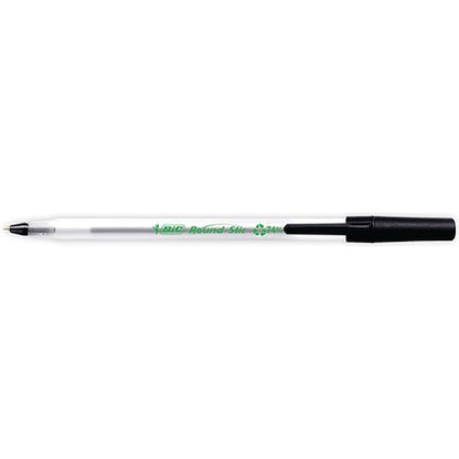 Bic Ecolutions Stic Recycled Ballpoint Pen, Slim, Black, Pack of 60