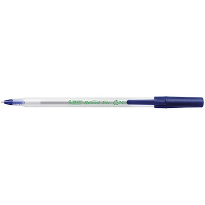 Bic Ecolutions Stic Recycled Ballpoint Pen, Slim, Blue, Pack of 60
