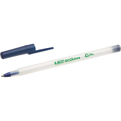 Bic Ecolutions Stic Recycled Ballpoint Pen, Slim, Blue, Pack of 60