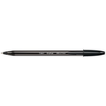 Bic Cristal Ballpoint Pens, Ultra Fine, 0.7mm, Black, Pack of 20