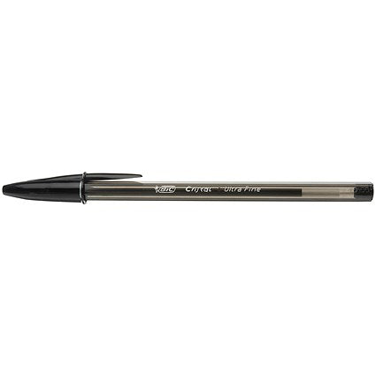 Bic Cristal Ballpoint Pens, Ultra Fine, 0.7mm, Black, Pack of 20