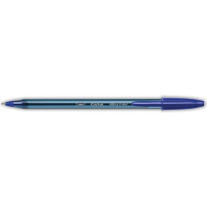 Bic Cristal Ballpoint Pens, Ultra Fine, 0.7mm, Blue, Pack of 20