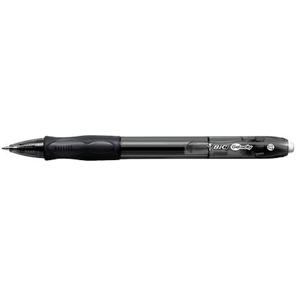 Bic Gel-ocity Retractable Gel Rollerball Pen, Comfort Grip, Black, Pack of 12