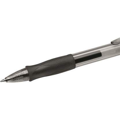 Bic Gel-ocity Retractable Gel Rollerball Pen, Comfort Grip, Black, Pack of 12