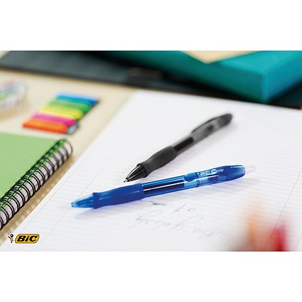 Bic Gel-ocity Retractable Gel Rollerball Pen, Comfort Grip, Black, Pack of 12