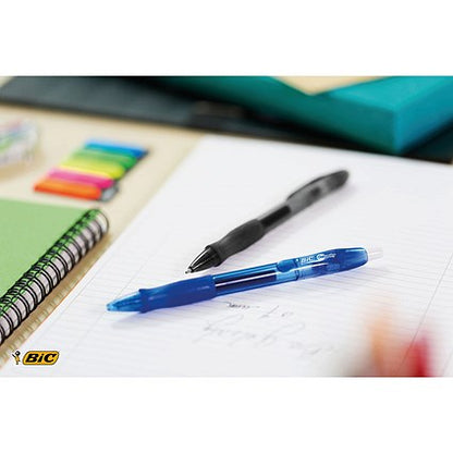 Bic Gel-ocity Retractable Gel Rollerball Pen, Comfort Grip, Black, Pack of 12