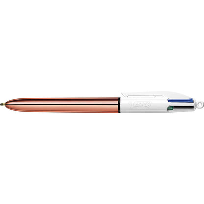Bic 4 Colours Retractable Ballpoint Pen, Rose Gold, Pack of 12