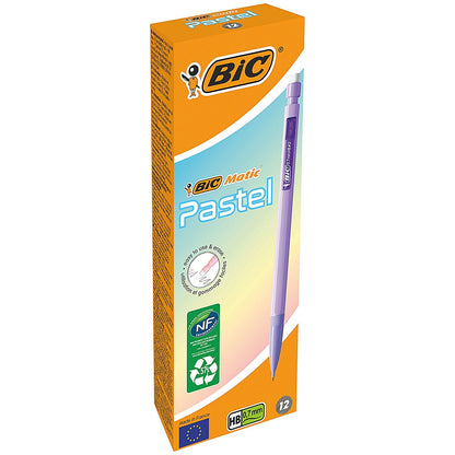 Bic Matic Mechanical Pencil, Medium 0.7 Lead, Pastel, Pack of 12