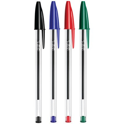 Bic Cristal Ballpoint Pen, Medium, Assorted, Pack of 4