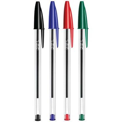 Bic Cristal Ballpoint Pen, Medium, Assorted, Pack of 4