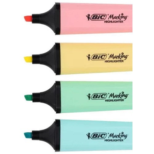 Bic Tank Highlighters, Pastel Assorted, Pack of 4