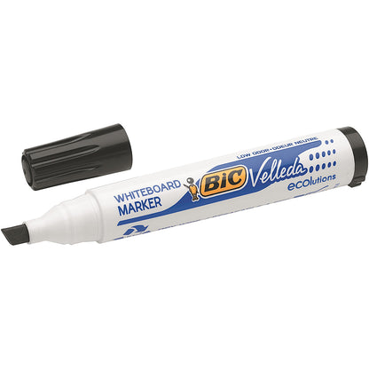 Bic Velleda 1751 Whiteboard Marker, Chisel Tip, Black, Pack of 12