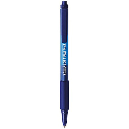 Bic SoftFeel Clic Pen, Retractable, Rubberised Barrel, Blue, Pack of 12