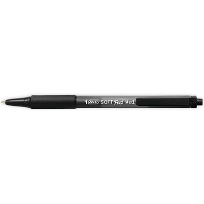 Bic SoftFeel Clic Pen, Retractable, Rubberised Barrel, Black, Pack of 12