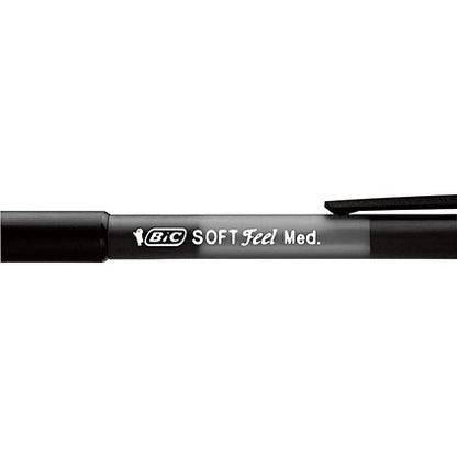 Bic SoftFeel Clic Pen, Retractable, Rubberised Barrel, Black, Pack of 12