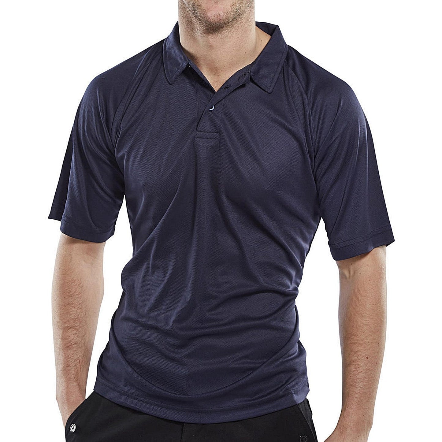 Beeswift B-Cool Wicking Polo Shirt, Navy Blue, Medium