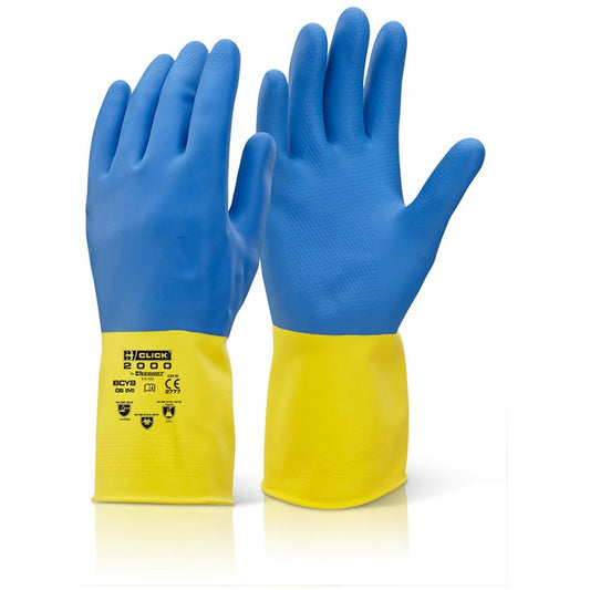 Beeswift 2 Colour Heavyweight Gloves, Yellow & Blue, Small Easy2Order : BCYBS