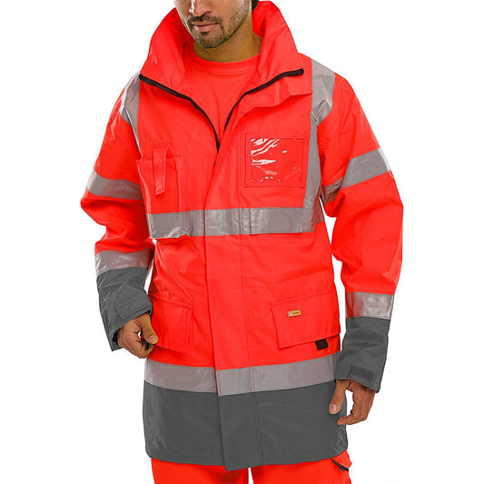 Beeswift Two Tone Breathable Traffic Jacket, Red & Grey, 3XL Easy2Order : BD109REGYXXXL