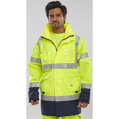 Beeswift Two Tone Breathable Traffic Jacket, Saturn Yellow & Navy Blue, 3XL