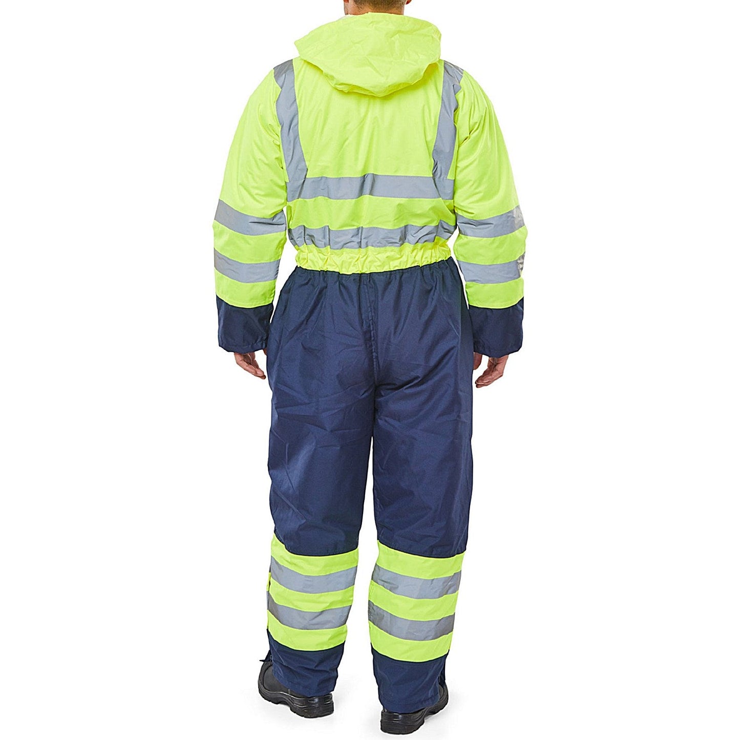 Beeswift Two Tone Hiviz Thermal Waterproof Coveralls, Saturn Yellow & Navy Blue, Medium