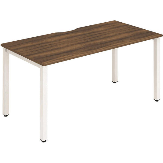 Evolve Plus 1600mm Single Starter Office Bench Desk Walnut Top White Frame Easy2Order : BE107