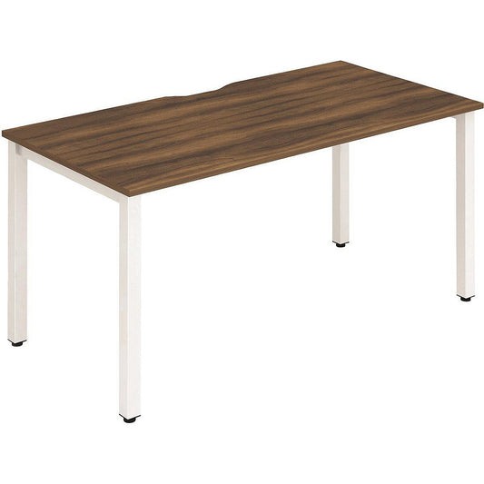 Evolve Plus 1400mm Single Starter Office Bench Desk Walnut Top White Frame Easy2Order : BE112