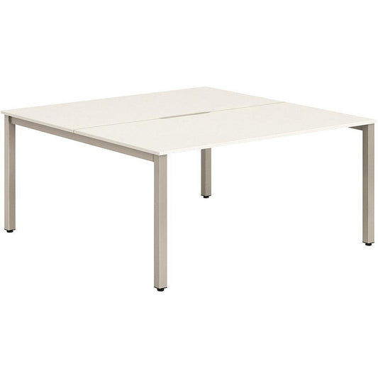 Evolve Plus 1400mm B2B 2 Person Office Bench Desk White Top Silver Frame Easy2Order : BE171