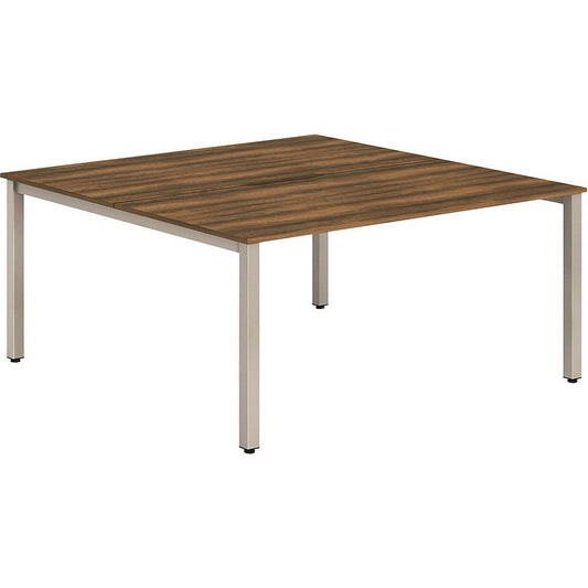 Evolve Plus 1400mm B2B 2 Person Office Bench Desk Walnut Top Silver Frame Easy2Order : BE172