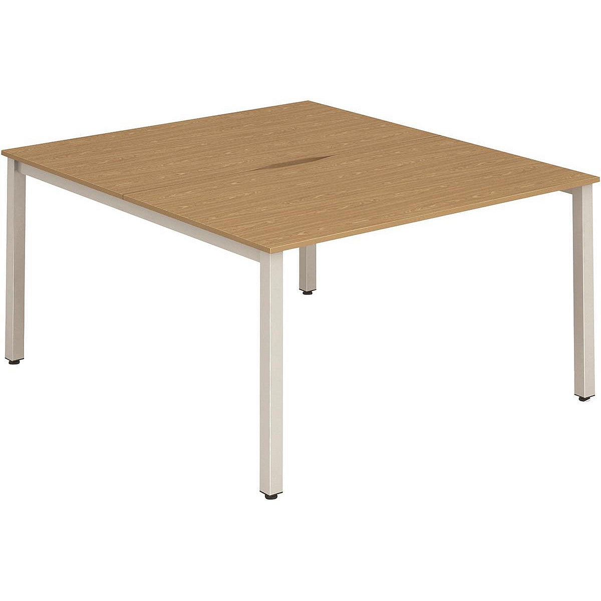 Evolve Plus 1400mm B2B 2 Person Office Bench Desk Oak Top Silver Frame Easy2Order : BE175