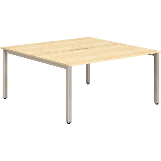 Evolve Plus 1200mm B2B 2 Person Office Bench Desk Maple Top Silver Frame Easy2Order : BE179