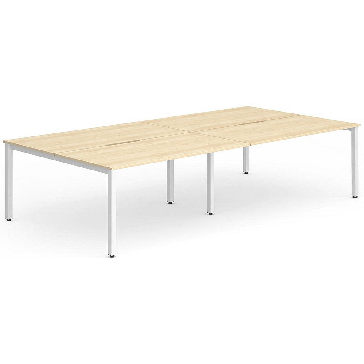 Evolve Plus 1600mm B2B 4 Person Office Bench Desk Maple Top White Frame Easy2Order : BE229