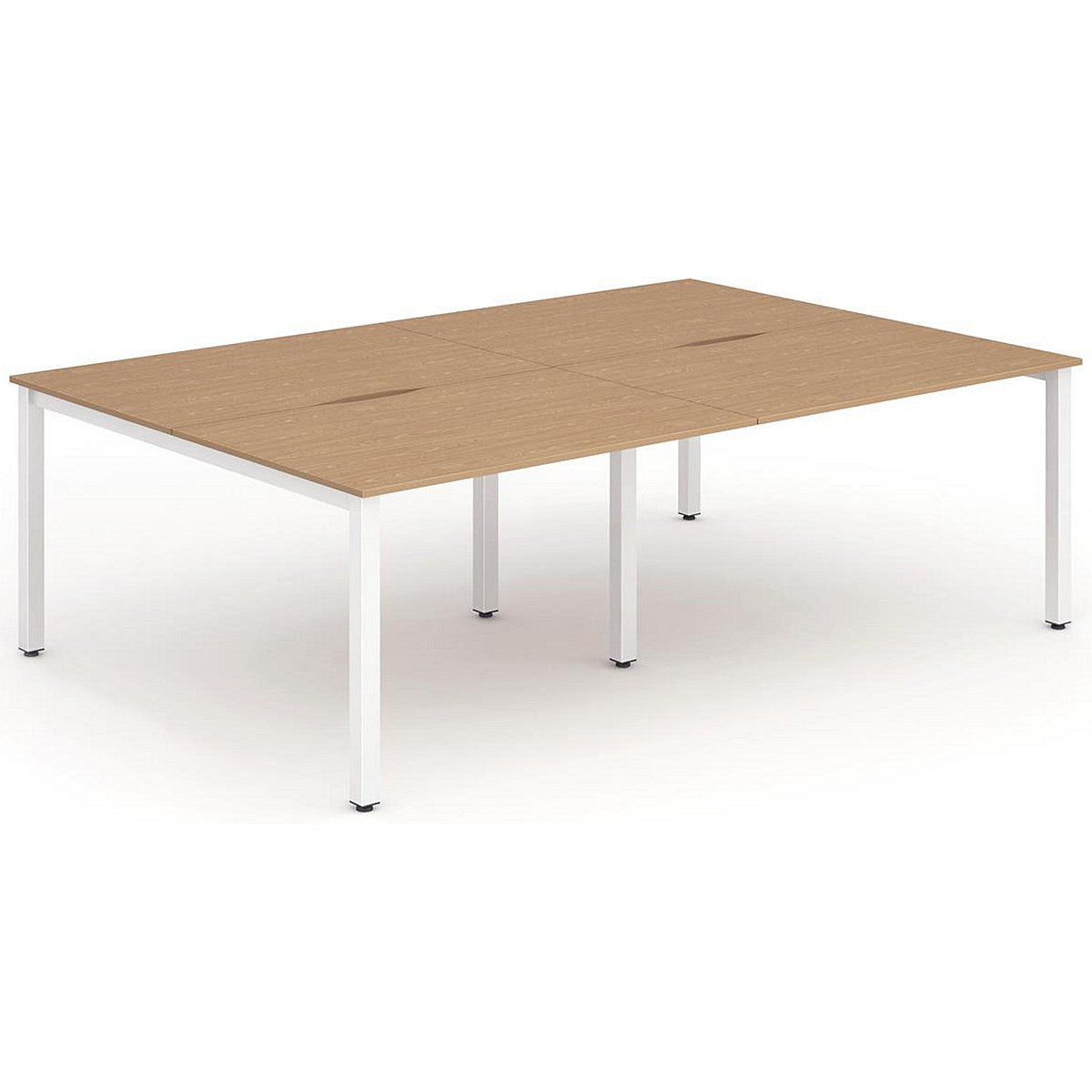 Evolve Plus 1600mm B2B 4 Person Office Bench Desk Oak Top White Frame Easy2Order : BE230
