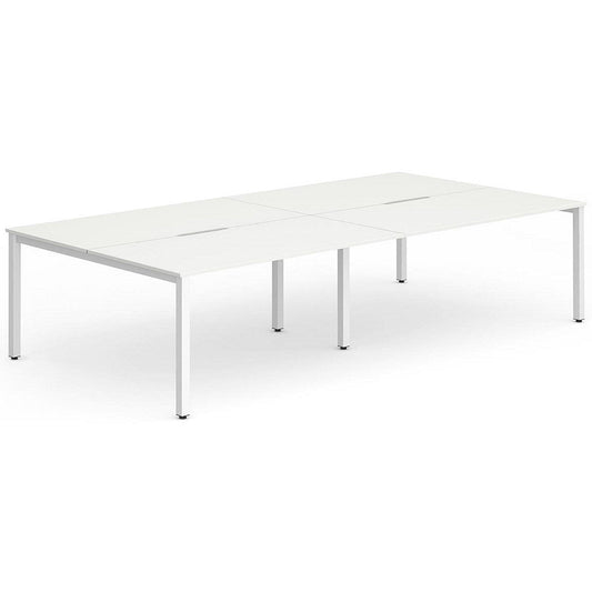 Evolve Plus 1400mm B2B 4 Person Office Bench Desk White Top White Frame Easy2Order : BE231