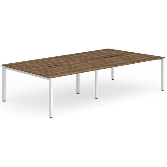 Evolve Plus 1400mm B2B 4 Person Office Bench Desk Walnut Top White Frame Easy2Order : BE232