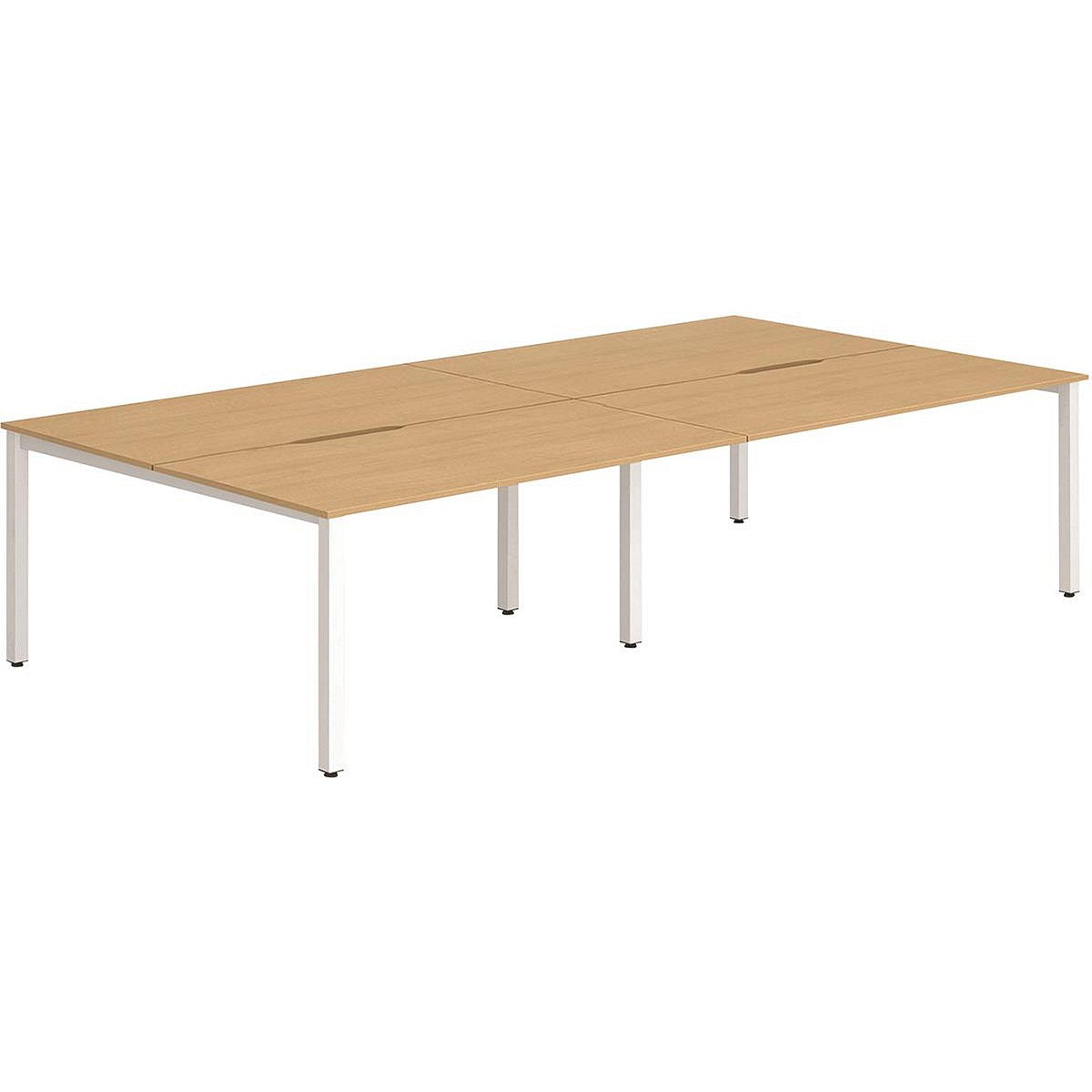 Evolve Plus 1400mm B2B 4 Person Office Bench Desk Beech Top White Frame Easy2Order : BE233