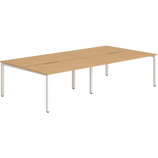 Evolve Plus 1400mm B2B 4 Person Office Bench Desk Beech Top White Frame Easy2Order : BE233